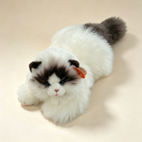 Peluche réaliste chat à poils longs, animal en peluche en gros, coton PP, en stock, OEM personnalisé, cadeau pour enfants