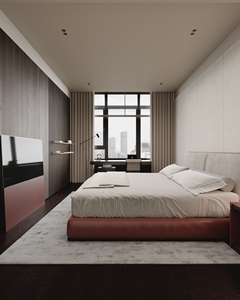 <span class=keywords><strong>Ensemble</strong></span> de chambre à coucher moderne haut de gamme avec <span class=keywords><strong>lit</strong></span> en cuir, tables de chevet contrastées, meubles pour projets hôteliers résidentiels de luxe - Product Image 1
