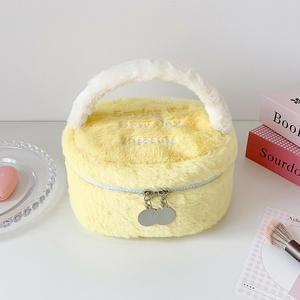 New Design Cotton Plush <b>Cosmetic</b> Bag with Handle Large Capacity Makeup <b>Case</b> Bag Portable Travel Toiletry Bag for Women - Product Image 6