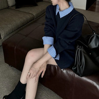 Ensemble de pulls décontractés de taille libre pour femmes Automne Nouvelle arrivée Top et mini jupe Motif solide Tissu de tricot respirant Coupe ample