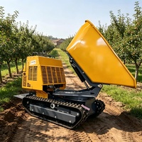 KC-1200 Handgeführter Hydraulischer Raupendumper 1200kg mit Drehbarem Trichter Mini-Raupentransporter