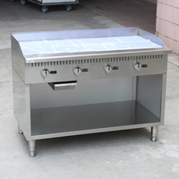 Plancha Teppanyaki de Superficie Amplia, Gran Capacidad, Industrial, 4 Controles, a Gas, con Cajón para Aceite y Compartimento de Almacenamiento