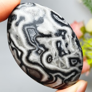 Wholesale Hot Sell <b>Black</b> Crazy Agate Palm Stone <b>Polished</b> Healing Crystal Craft for Gift & Decoration - Product Image 4