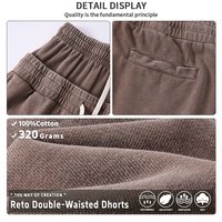 Shorts double taille style hip-hop côte ouest américaine, logo personnalisé OEM/ODM, taille XL, coupe ample, 100% coton 320 g/m² pour l'été