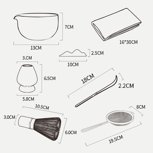 Ensembles de Matcha en Verre Martelé Transparent, Chawan Rond, Support pour Chasen, Brosse à Thé en Bambou, Cadeau pour les Amateurs de <span class=keywords><strong>Culture</strong></span> <span class=keywords><strong>du</strong></span> Thé Traditionnel - Product Image 3