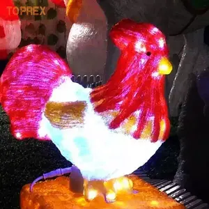 Cina capodanno Street Park paesaggio illuminazione decorativa pollo natalizio acrilico con luci