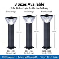 Lampadaire solaire paysager D200, différentes hauteurs au choix, étanche IP65, capteur optique pour extérieur, jardin, cour, usine