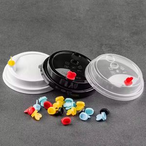 Tapas de Plástico PP Desechables Personalizadas para Vasos de 16oz 500ml 90 95 98 MM, Tapas y Cierres Transparentes, Negros y Blancos para Vasos de Té de Burbujas/Té con Leche - Product Image 3