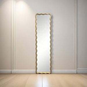 Espejo de Pie Rectangular Grande de Lujo, Estilo Retro, con Marco de Madera Ondulado, Suministro de Fábrica, Decoración de Hogar Irregular, Estilo Art Deco - Product Image 5
