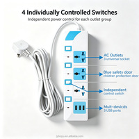 Stop Kontak Multifungsi 6-in-1 yang Aman dan Stabil, Stop Kontak Universal AC dan 3 Port USB untuk Penggunaan Sehari-hari