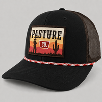 Casquette Trucker 5 Panneaux Personnalisable avec LOGO, Dos en Maille, Style Baseball, Patch Tissé Cowboy Western, Corde, pour Hommes, Haute Qualité