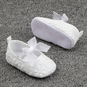 Scarpe da principessa First Walker da bambina in pizzo scarpe morbide piatte vestito da ragazza festa di compleanno scarpe da fiore per Baby Gir - Product Image 5