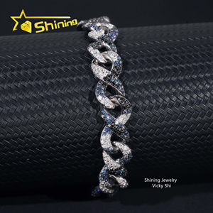 Bracciale cubano Moissanite 925 in argento Sterling ghiacciato misto colore infinito Moissanite - Product Image 2