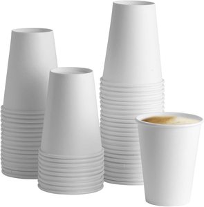 12 oz White Paper Hot Cups for Serving Hot Coffee, Tea, Hot Chocolate, and Other Hot Beverages