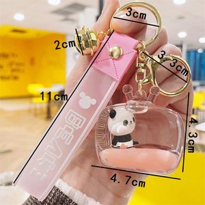 2023 New Cute Acrylic Keyring <b>Key</b> Chain <b>Ring</b> Oil Floating Little Bear Bubble Boba Quicksand Milk Tea Cup Liquid Keychain - Product Image 6