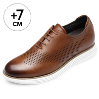 Chaussures Oxford décontractées pour hommes en cuir véritable, vente en gros d'usine, rehaussantes de 7 cm/2,76 pouces