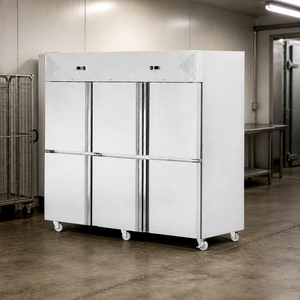 <span class=keywords><strong>Réfrigérateur</strong></span> commercial en acier inoxydable à 6 portes, congélateur vertical, refroidisseur de cuisine industrielle avec roulettes - Product Image 1