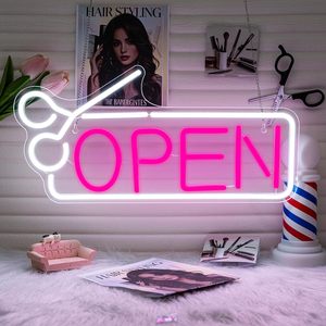 Enseigne lumineuse LED néon suspendue pour salon de coiffure, signalétique de magasin ouvert, lumière décorative, indicateur lumineux, lumière d'ambiance 5V 12V - Product Image 6