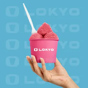 LOKYO degradabile stampate personalizzate milkshake yogurt gelato ciotola di carta contenitore tazza per gelato usa e getta