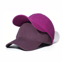 Casquette de baseball en coton lavé colorblock violet magenta, souple, unie, pour femme, style décontracté, mode, OEM