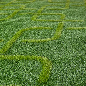 Dekorasi dalam ruangan rumput buatan 3D pola kustom luar ruangan lanskap rumput sintetis 3D