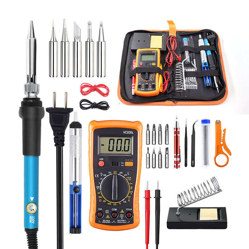 110v/220v adjustable temperature electric soldering iron set 26 sets of 60w welding repair tools USA/UK/EU plug