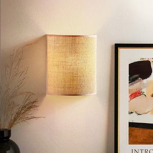 Wall Lamp Linen Shade <b>Led</b> <b>Light</b> Source E27 Bulb Base For Living <b>Room</b> Bedroom Hallway Decorative Lighting - Product Image 3