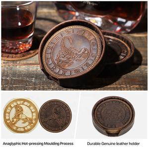 ถาดรองแก้วกาแฟหนังแท้สไตล์ยุโรป6ชิ้น/เมตร - Product Image 4