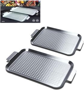 Vassoio per Barbecue in Acciaio Inox Personalizzabile / Teglia per Grigliare per Griglie Esterne con Fori e Manici Colore e Dimensioni Personalizzabili - Product Image 3