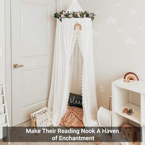 Tente à moustiquaire suspendue pour lit d'enfant avec pompon, berceau pour bébé, château, décor de salle de jeux - Product Image 6