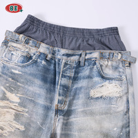 BE Menswear Nouvelle Collection Printemps/Été – Jean Droit Ample Texturé Double Taille Style Côte Ouest Tendance High-Street
