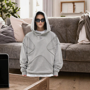 FORGIVENESS 2025 Autunno Inverno Felpa con Cappuccio da Uomo 100% Cotone Felpato, Design Auto Invertita, Tinta Unita, Lunga, Trendy, Impermeabile - Product Image 2