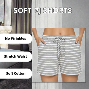 Shorts Boxers Rayés en Coton Doux pour Femmes – Style Décontracté, Taille Élastique, Respirants, Teint Uni, Vêtements de Nuit Abordables – Vente en Gros - Product Image 3