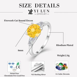 خاتم من الفضة الإسترلينية عيار 925 مع زركونيا على شكل الألعاب النارية، متوفر بالجملة وقابل للتخصيص بأحجار كريمة ملونة للنساء للحفلات والارتداء اليومي - Product Image 6