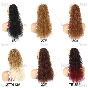 20 pulgadas de largo envoltura sintética cordón rizado Cola de Caballo extensión negro Rubio Afro rizado pelo Cola de Caballo <span class=keywords><strong>coletas</strong></span> para mujeres - Product Image 5