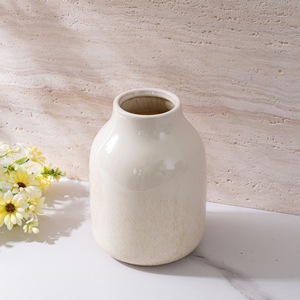 Vase en céramique CallaFloral, beige glacé, style nordique, décoration de table, arrangeur de fleurs pour salle à manger HQ01073 - Product Image 3