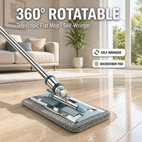 Hochwertiger 360° Drehbarer Teleskop-Rechteck-Flachmop mit Abnehmbarem Waschbarem Mikrofaser-Pad und Selbstauswringfunktion für den Haushalt