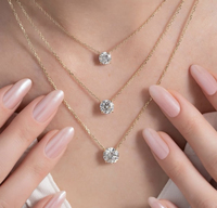 Collier solitaire en diamant rond cultivé en laboratoire certifié IGI, pendentif en or massif 18 carats, DEF VVS, bijoux personnalisés