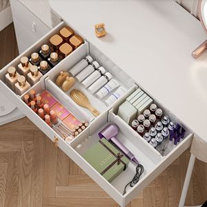 Séparateur <span class=keywords><strong>de</strong></span> tiroir réglable et épaissi sans perçage pour cloisonnement <span class=keywords><strong>de</strong></span> tiroir, rangement rétractable pour armoire et garde-robe, partition multicouche - Product Image 4