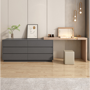 Commode de chambre à coucher Armoire à clapet une table bureau d'angle rétractable maquillage Vanités Coiffeuse avec lumières Miroir pliant - Product Image 1