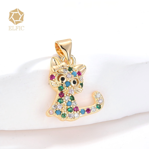 נהדר זהב 14k נחושת זירקון אנטי דהה שלום קיטי תליון חיות שרשרת קסם הסיטונאי - Product Image 4