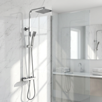 Robinets de salle de bain muraux à double poignée Ensemble de douche pluie avec pommeau Ensemble de douche thermostatique pluie