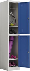 IGO Entrega Rápida, Armarios de Almacenamiento de Acero Azul de 2 Puertas con 2 Compartimentos, 2 Estantes, Capacidad de 100 kg y Altura Ajustable - Product Image 4