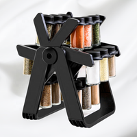 Grande roue de comptoir de cuisine multifonctionnelle rotative pour assaisonnements Organisateur de stockage de pots à épices avec 18 bouteilles en verre