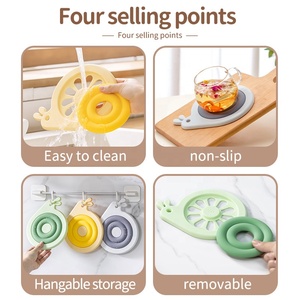 Sous-plat en silicone motif escargot de dessin animé, résistant à la chaleur, écologique, tapis de cuisine souple <span class=keywords><strong>pour</strong></span> casseroles et tasses - Product Image 6