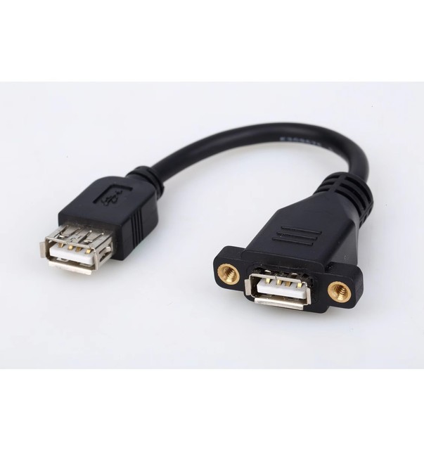 USB 2.0 Panel Mount Extension Cable Screw Locking Female-Female 480Mbps Data Transfer Industrial Control Panel PC for Computer