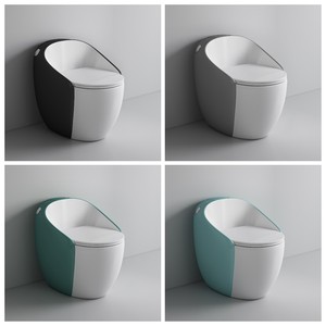 Cao Cấp Phòng Tắm Hiện Đại Commode <span class=keywords><strong>Sanitaryware</strong></span> Một Mảnh Nước Tủ Quần Áo Trứng Hình Màu Đen Màu Xám Gốm Nhà Vệ Sinh Bát - Product Image 6