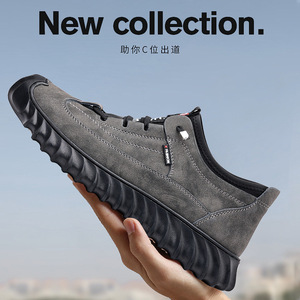 Botas Martin de cuero suave para hombre, botines informales acolchados con suela gruesa, color negro y gris 9226 - Product Image 3