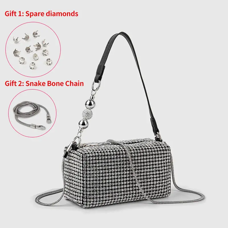 DOMICA Designer Bling Rhinestones Purse Party shoulder Bag Luxury Diamond Evening Bag Crystals Clutch Handbag For women