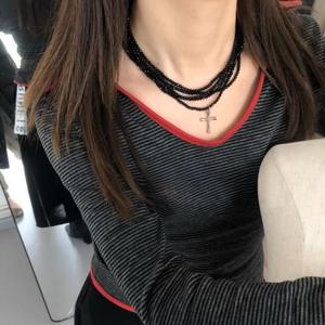 N & S Nouvelle Mode Collier Pendentif <span class=keywords><strong>Croix</strong></span> Perlée Multicouche Chaîne Ras Du Cou De Luxe pour les Fêtes en Acier Inoxydable Chaudes et Fraîches - Product Image 5